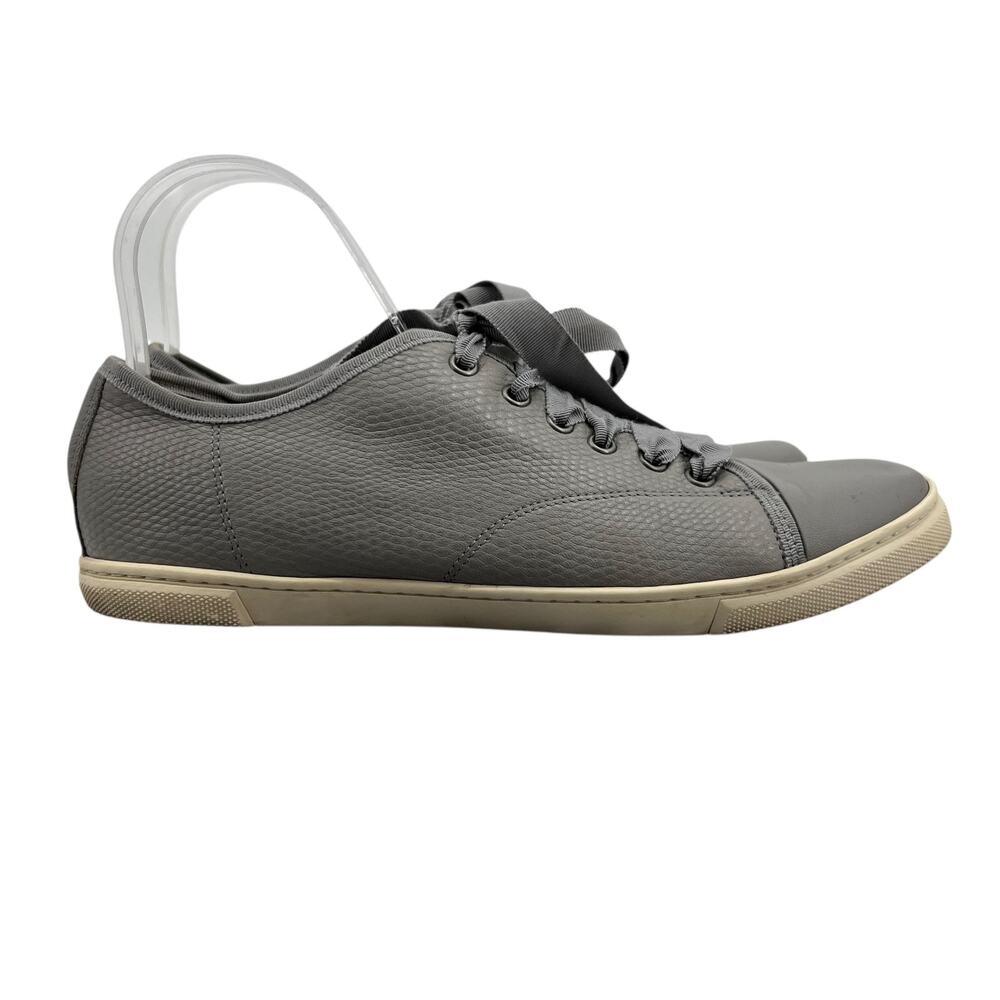 Lanvin Womens 40‎ Shoes Grey Pebbled Leather DBB1 Low Top Sneakers Flat Laces